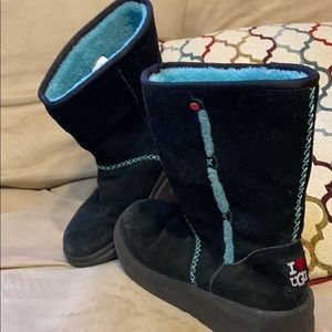 Black and teal UGG boots